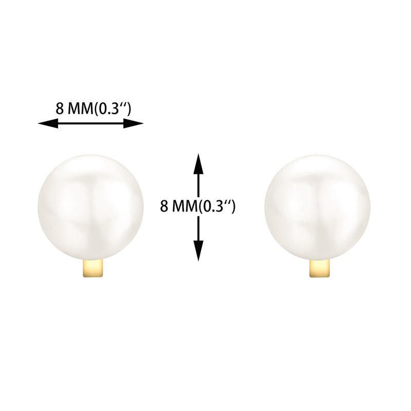 YOQUCOL 8mm White Simulated Freshwater Pearl Golden Tone Clip On Earrings Not Pierced Elegant Stud For Women - Image 2